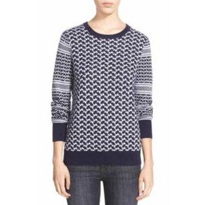 Equipment Shane Houndstooth Cashmere Sweater Navy